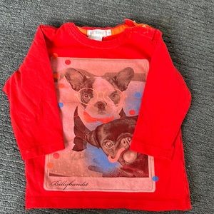 Long sleeve French bulldog top, barely worn. 9mths.